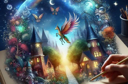 Mano dibujando sobre un cuaderno un paisaje maravilloso y fantástico: el cuento de nuestra vida